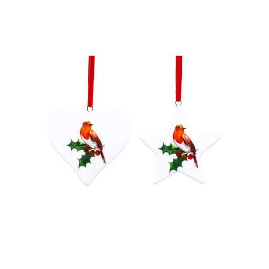 Elevate your holiday décor with the Gisela Graham Robin on Holly Christmas Hanging Ornament. This finely crafted piece features a delicate robin perched amidst vibrant holly leaves and berries, adding a touch of natural elegance to your Christmas tree.