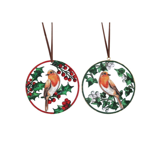 Add a touch of refined festive charm with the Gisela Graham Robin on Holly Disc Christmas Hanging Decoration. Crafted with delicate detail, this elegant ornament features a beautifully perched robin against a classic holly backdrop, perfect for enhancing your holiday décor with subtle sophistication.