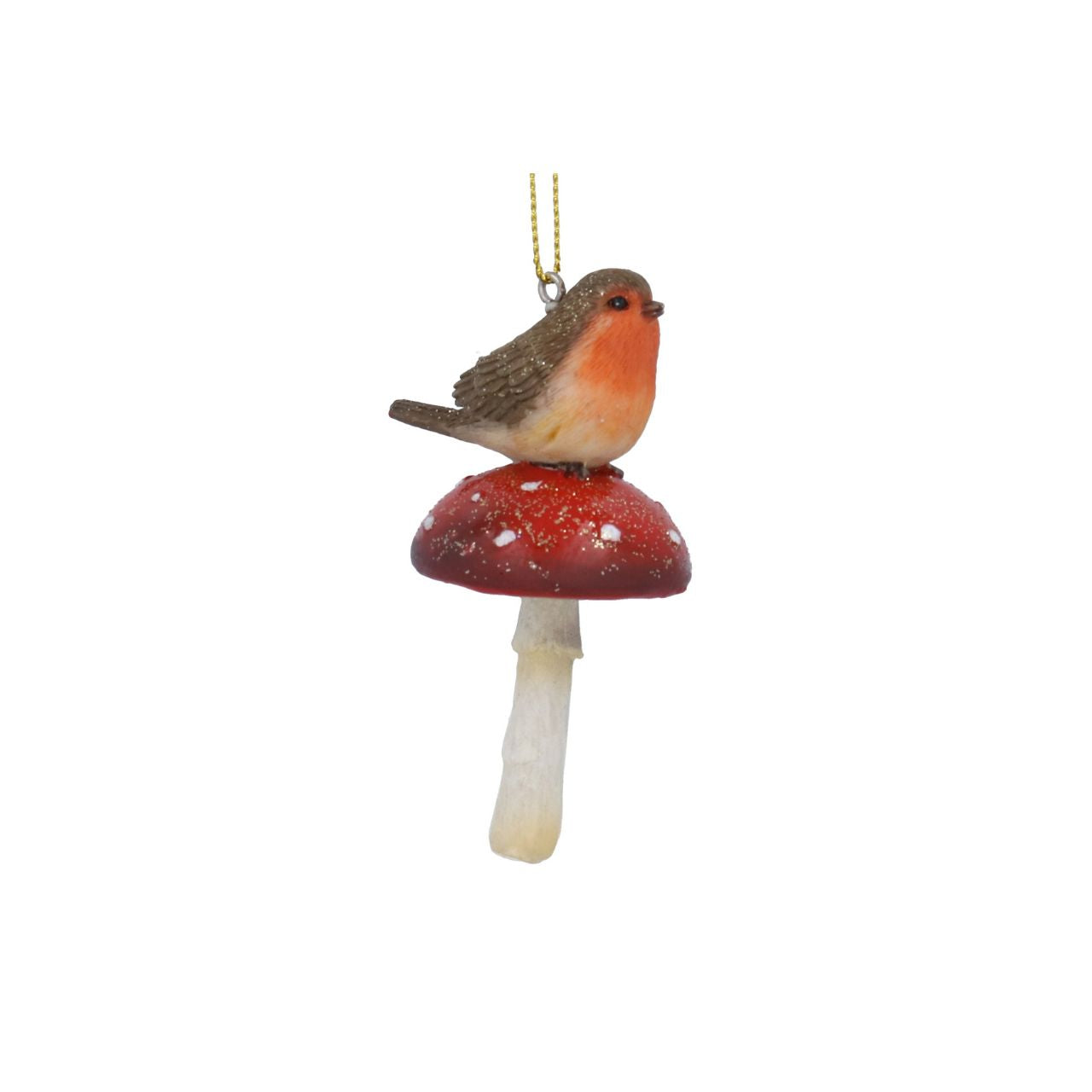 Elevate your festive décor with the Gisela Graham Robin on Toadstool Christmas Hanging Ornament. This exquisite piece captures a charming robin perched delicately on a vibrant toadstool, adding refined seasonal warmth to any space.