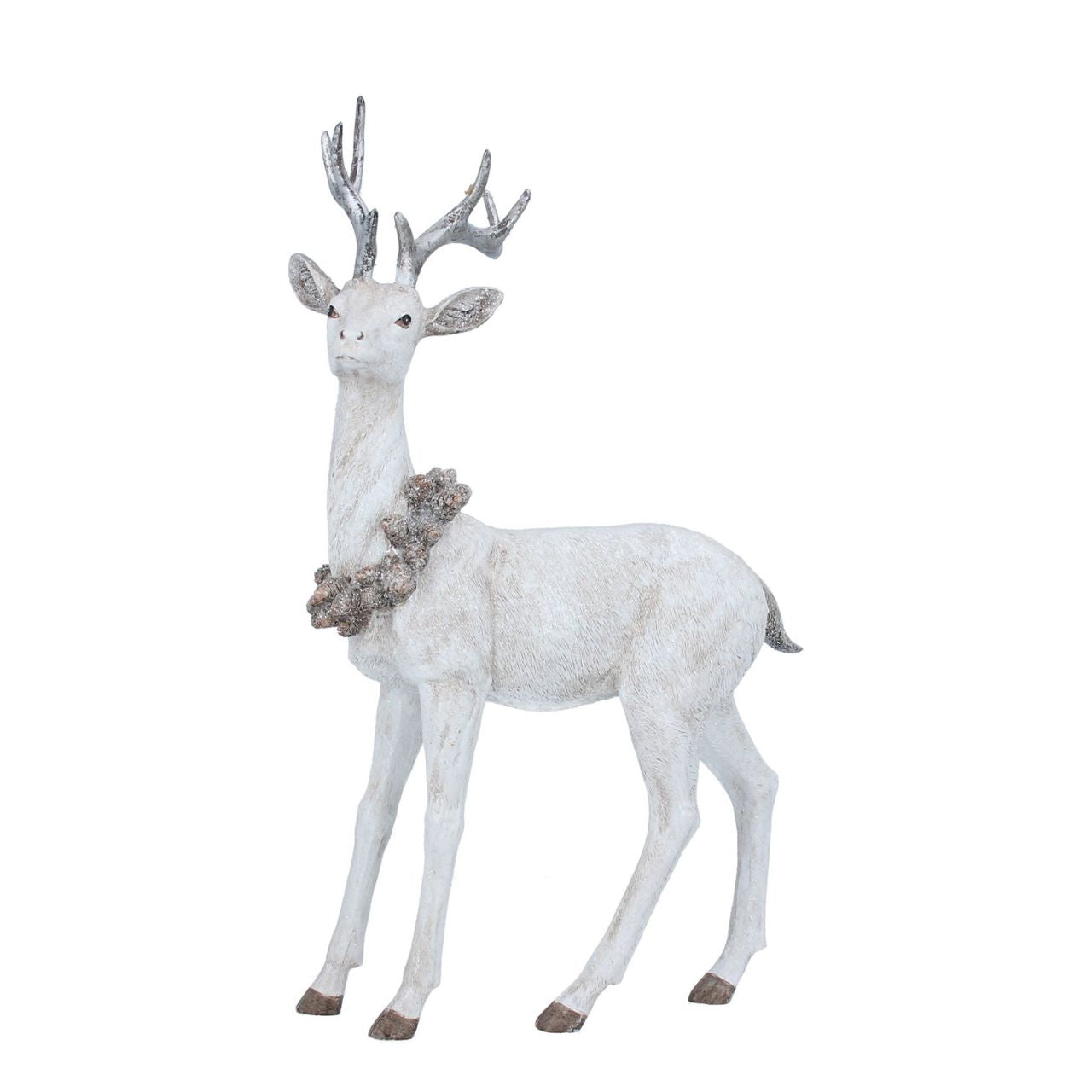 Gisela Graham Natural Resin Stag With Cone Wreath Christmas Ornament  Delight your holiday celebrations with this Gisela Graham natural resin Stag with Cone Wreath Christmas Ornament. Crafted from quality resin, this engaging holiday decoration is sure to add a festive touch to your décor. Give as a gift or keep it for your own home!