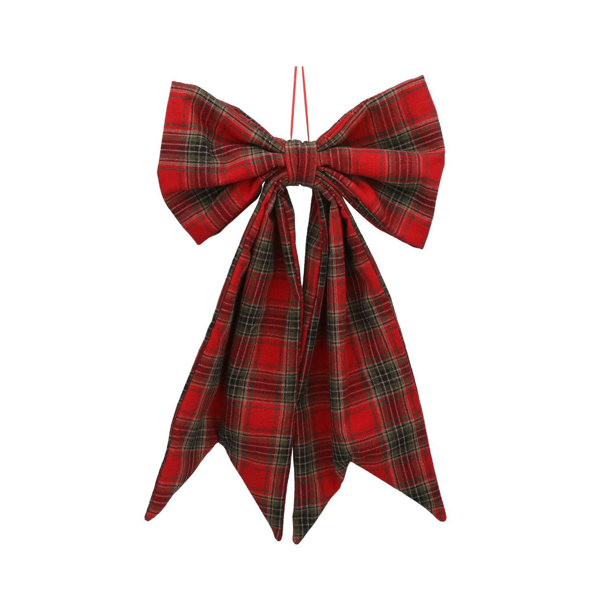 Elegant Tartan bow from Gisela Graham, perfect for adding festive charm to your Christmas décor. This luxurious seasonal decoration features rich Tartan fabric that complements any holiday colour scheme.