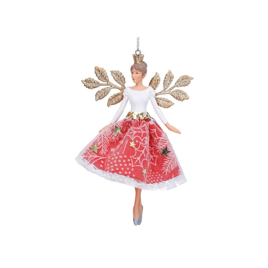 Bring enchantment to your festive décor with this charming Gisela Graham White and Red Fairy Hanging Ornament. Crafted from a durable blend of resin and polyester, this delicate fairy figure features striking white and red colouring that adds a whimsical touch to any Christmas tree or seasonal display.