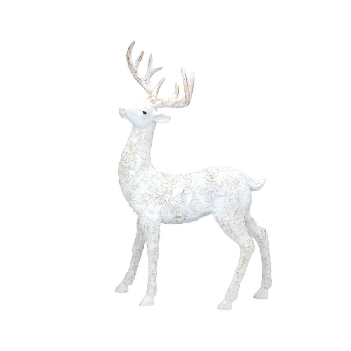An elegant white embossed stag ornament that brings timeless sophistication to your seasonal décor. Crafted by Gisela Graham, this resin piece features intricate embossed detailing that catches the light beautifully.