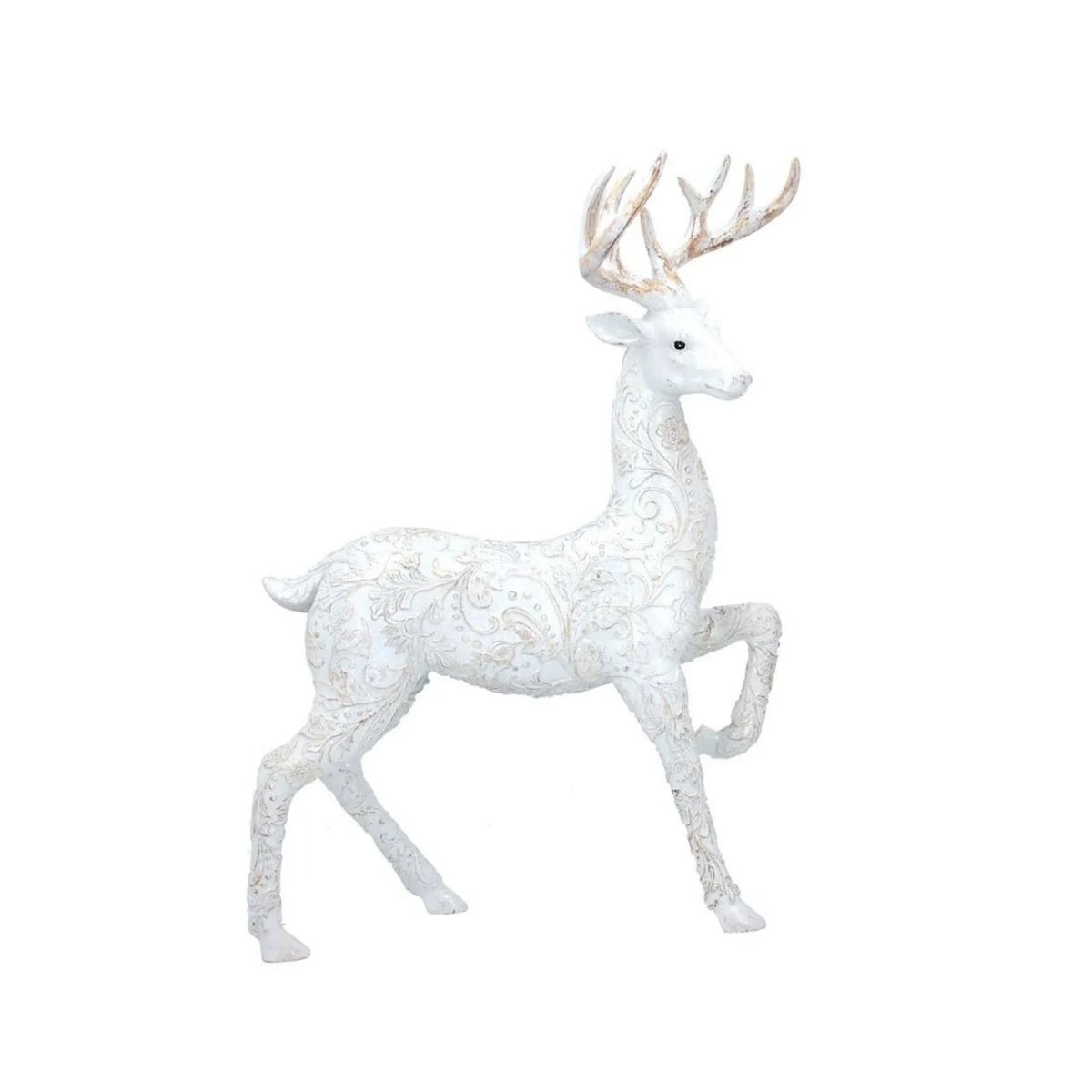 An elegant white embossed stag ornament that brings timeless sophistication to your seasonal décor. Crafted by Gisela Graham, this resin piece features intricate embossed detailing that catches the light beautifully.