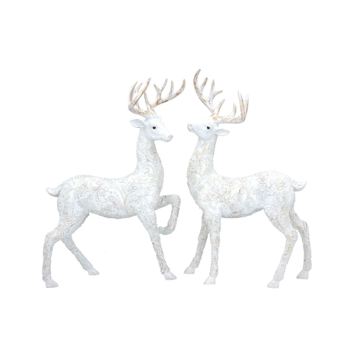 An elegant white embossed stag ornament that brings timeless sophistication to your seasonal décor. Crafted by Gisela Graham, this resin piece features intricate embossed detailing that catches the light beautifully.