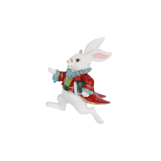 Add a touch of whimsy to your Christmas tree with this charming White Rabbit hanging decoration by Gisela Graham. Crafted from quality resin, this delightful ornament features an iconic storybook rabbit — perfect for Alice in Wonderland enthusiasts and collectors alike.