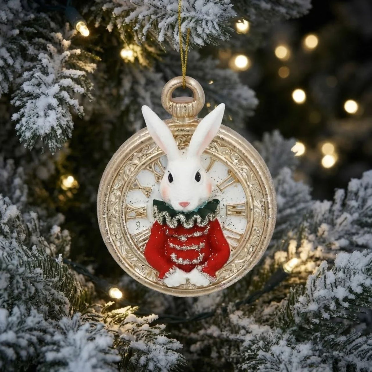 Add a touch of whimsy to your Christmas tree with this charming White Rabbit on Pocket Watch hanging decoration by Gisela Graham. Crafted from quality resin, this delightful ornament features an iconic storybook rabbit perched playfully on a vintage-style pocket watch—perfect for Alice in Wonderland enthusiasts and collectors alike.
