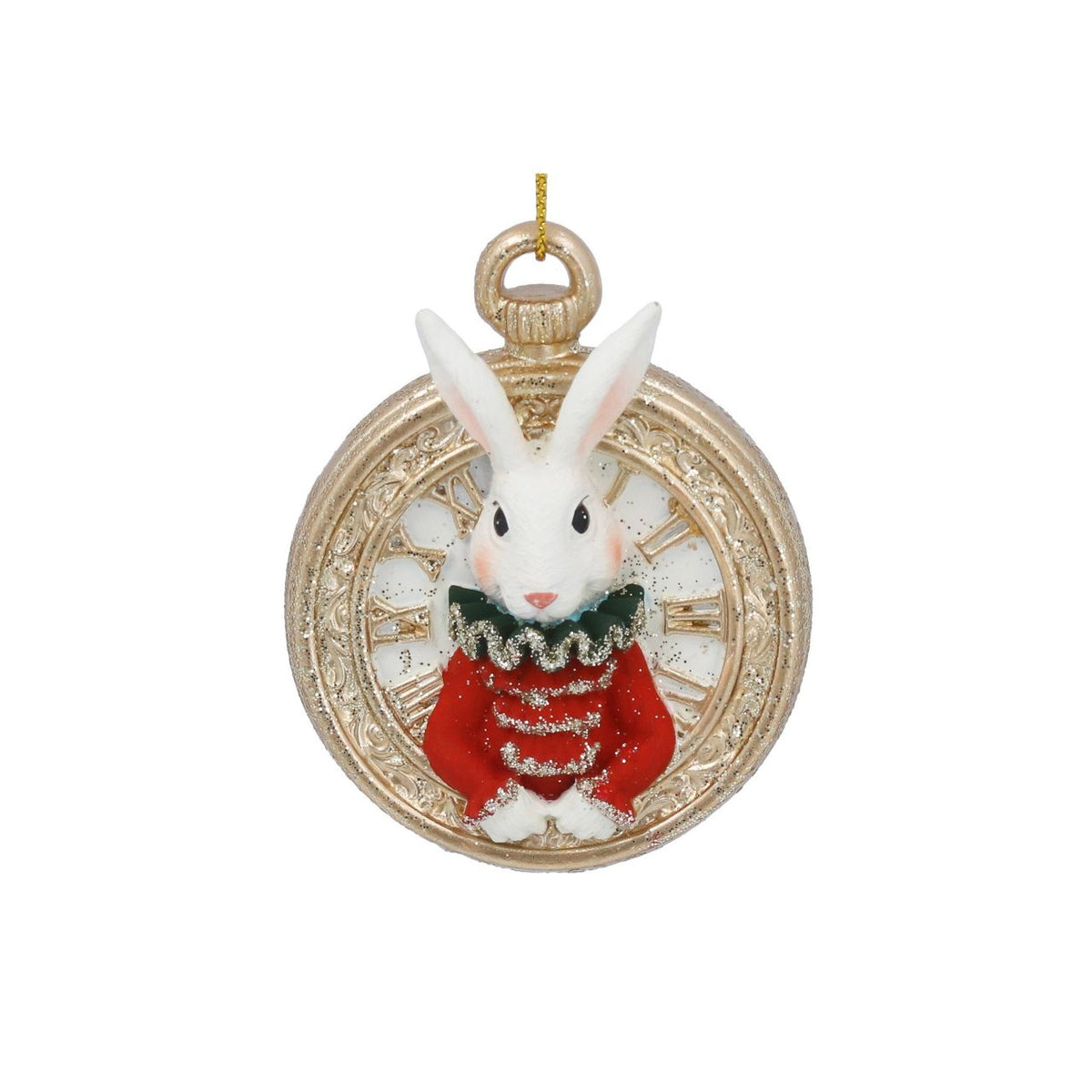 Add a touch of whimsy to your Christmas tree with this charming White Rabbit on Pocket Watch hanging decoration by Gisela Graham. Crafted from quality resin, this delightful ornament features an iconic storybook rabbit perched playfully on a vintage-style pocket watch—perfect for Alice in Wonderland enthusiasts and collectors alike.