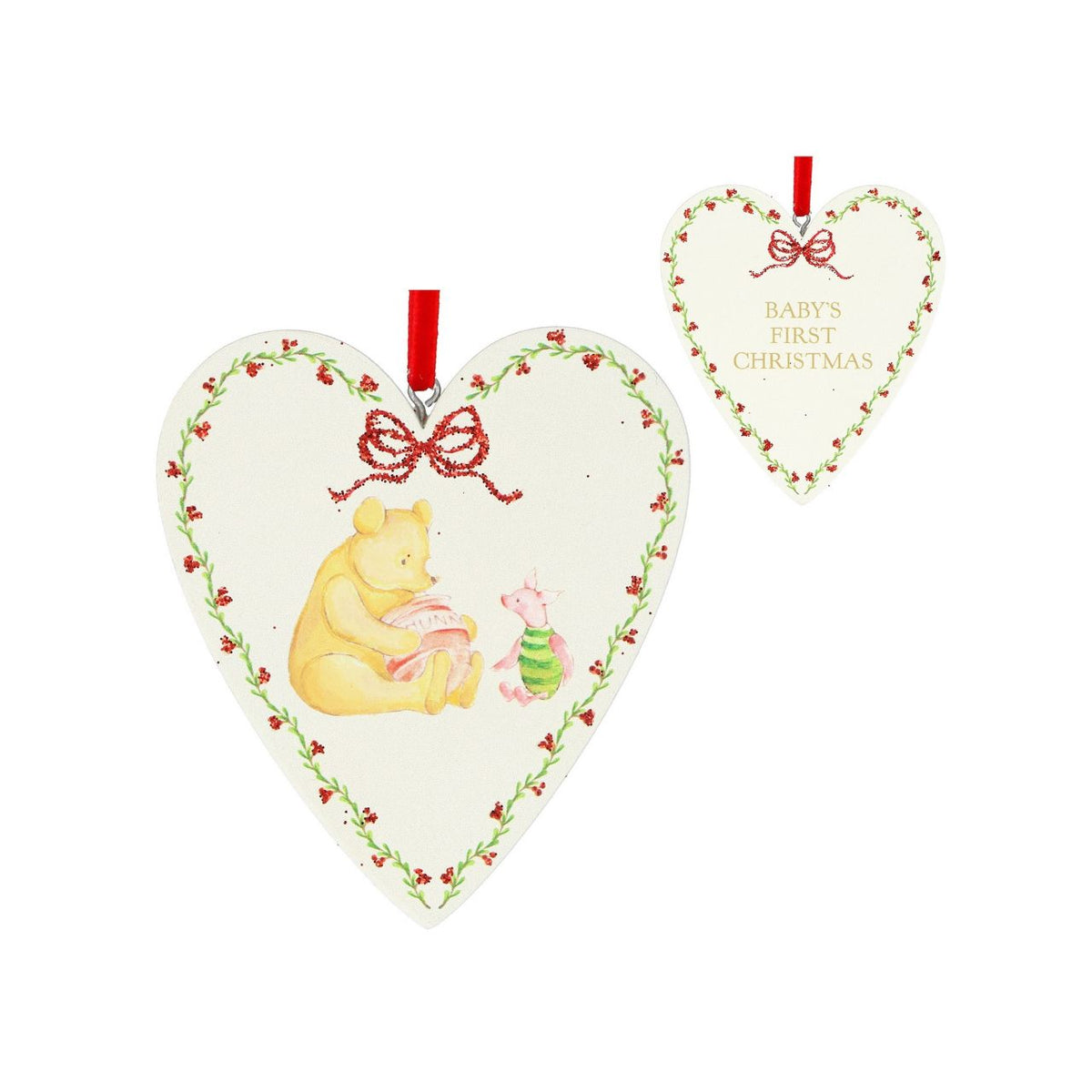 Celebrate baby's first Christmas with this charming Winnie-the-Pooh hanging ornament from Gisela Graham. Featuring the beloved character in festive design, it's the perfect keepsake for a nursery or tree.