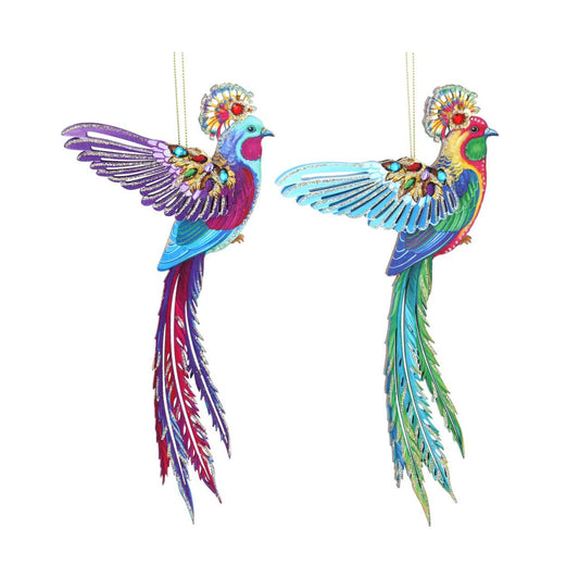 Wood Jewel Exotic Bird Christmas Hanging Ornaments by Gisela Graham  These unique Wood/Jewel Exotic Bird Christmas Hanging Ornaments by Gisela Graham are artisan-crafted with intricate detailing and vibrant colors. Perfect for decorating your tree during the holidays, each ornament is crafted with quality materials for long-lasting beauty.