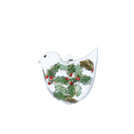 Gisela Graham Clear Glass Bird With Diamante Holly Christmas Hanging Ornament  This beautiful Gisela Graham Glass Bird With Diamante Holly Christmas Hanging Ornament is perfect for completing your holiday decor. Crafted with clear glass, the ornament features a delicate holly design with shimmering diamante accents. Hang this stunning ornament and add a touch of elegance to your holiday tree.