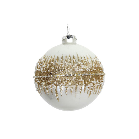 Gisela Graham Christmas Bauble White With Gold Glitter Spikey Band  Browse our beautiful range of luxury Christmas tree decorations, baubles & ornaments for your tree this Christmas.