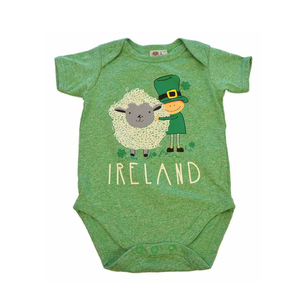 Green Leprechaun & Sheep Baby Vest  Baby vests are soft and comfortable, made from cotton for breathability and superior softness, the Green Leprechaun & Sheep Baby Vest is designed for all-day comfort.