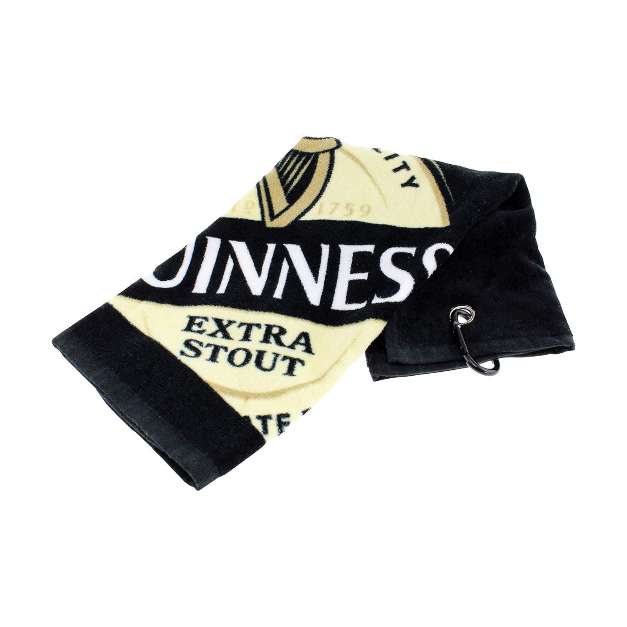 This Golf Towel belongs to the Guinness Official Merchandise Collection and features the iconic Extra Stout label found on classic Guinness bottles. It adds a distinctive Guinness flair to your golf bag.
