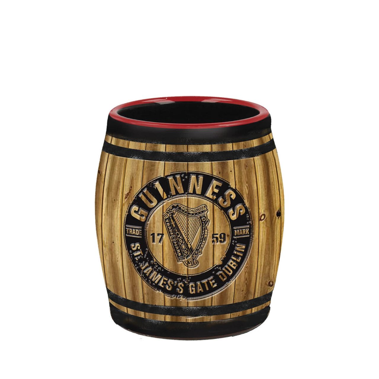 A unique and stylish addition to any home bar or collection. Decorated with the iconic Guinness toucan design, this mini barrel-shaped tumbler brings character and charm to your glassware. Perfect for displaying or everyday use.