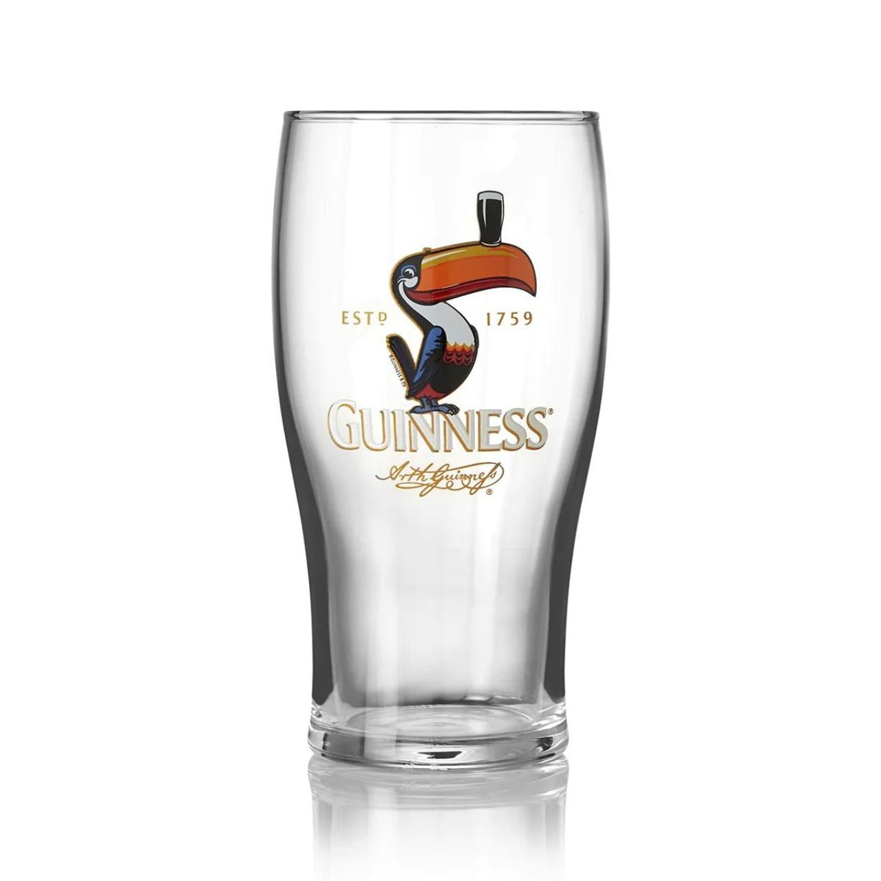 Nostalgic, unique and eye catching, the retro Guinness toucan pint glass is the perfect addition to your pint glass collection. It's also a great gift for fans of the iconic Gilroy illustrations and the smooth, velvety taste of Guinness.