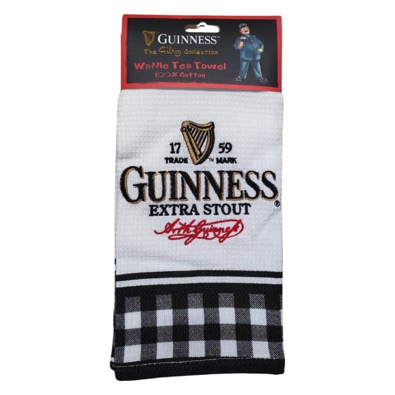 Celebrate the rich heritage of Ireland's most iconic stout with this stylish Guinness Extra Stout Waffle Tea Towel from the official Guinness Collection