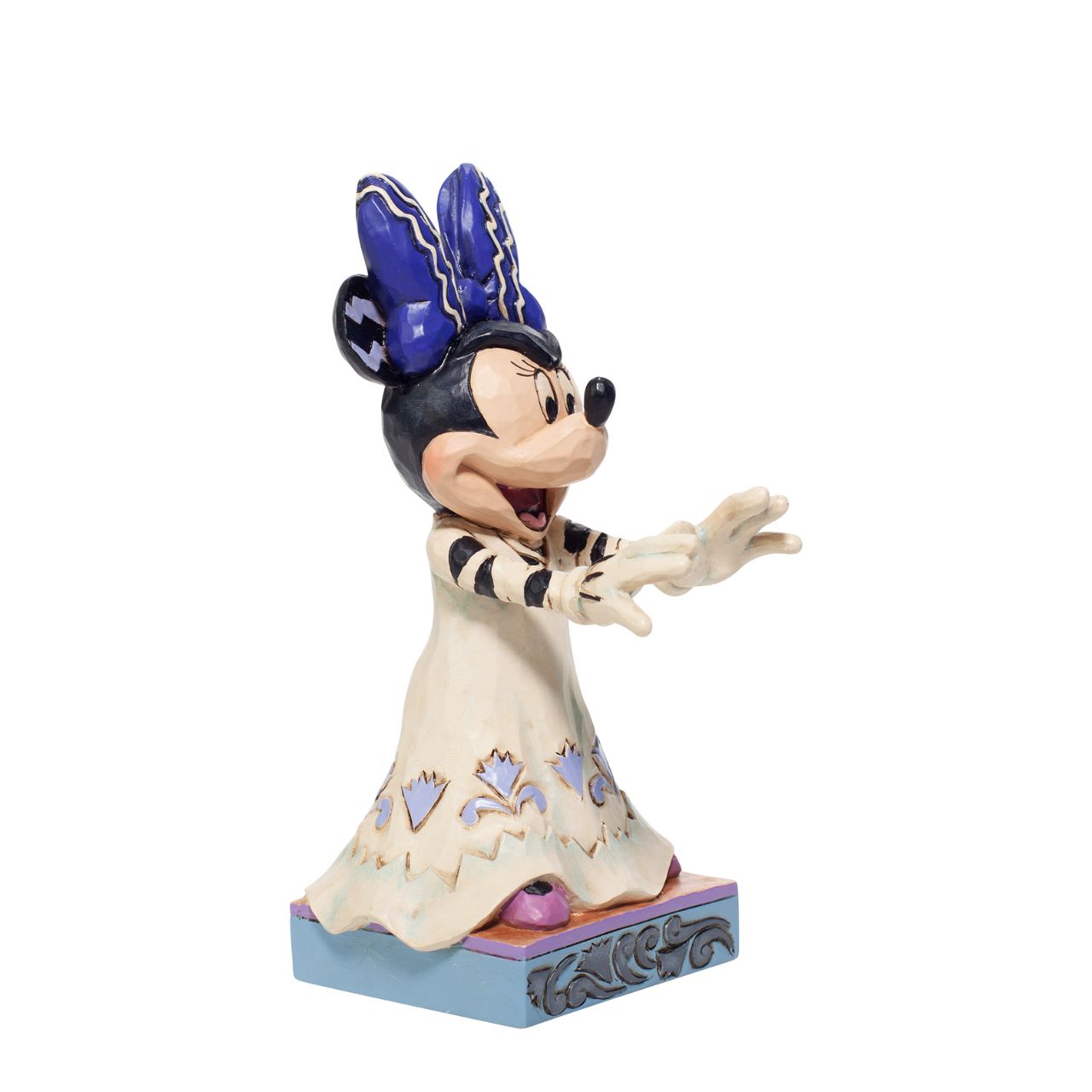 Jim Shore Disney Scream Queen Halloween Minnie Mouse Figurine  Dressed in ghoulish costume, Minnie the un-dead mouse staggers towards you! With a frightening hairdo and mischievous grin, she'll scare you out of your socks. Celebrate the spookiest time of the year with your Disney favourites by Jim Shore