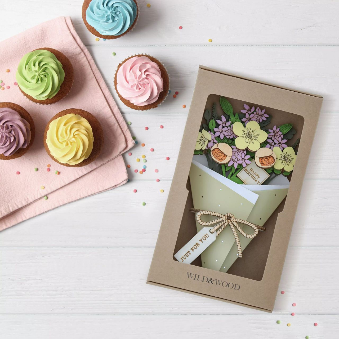 Surprise and delight someone with a beautiful bouquet figural card - Send them loads of love through the post with our letterbox inspired 3D figurine card.