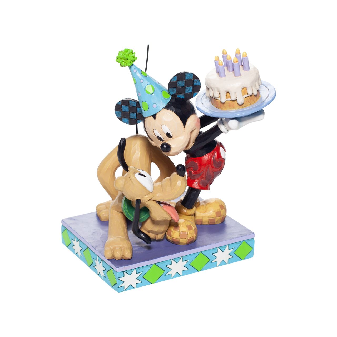 Disney Pluto and Mickey Birthday Happy Birthday Pal Figurine  It's Pluto's birthday! Mickey makes his favourite pal a birthday cake to celebrate, but will it make it to the birthday party? This marvellous mouse will have to keep the plate out of his dog's reach for a few more minutes at least! 