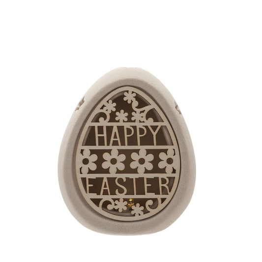 Bring a touch of whimsy to your Easter collection with this ceramic "Happy Easter" cut-out light-up egg. Emitting a soft glow that creates a warm, inviting ambiance, it’s the perfect decorative piece for the season.
