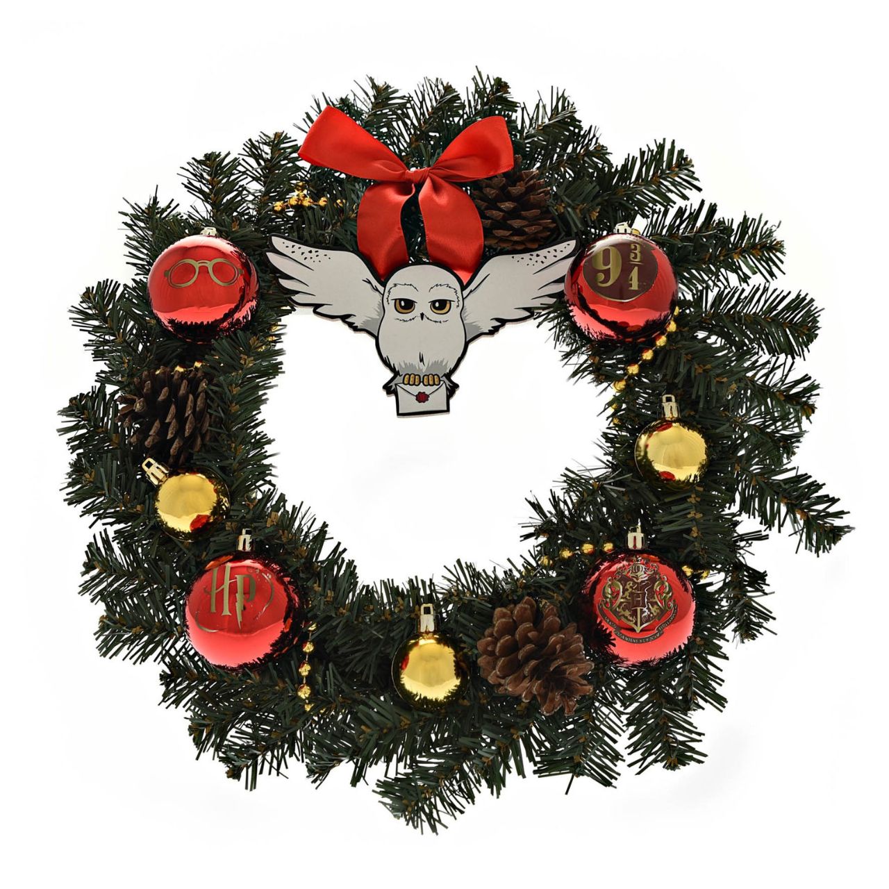 Harry Potter Christmas Wreath with Hedwig 35cm  This Christmas Wreath would be ideal for anyone still waiting patiently for Hedwig to deliver their Hogwarts acceptance letter this festive season.