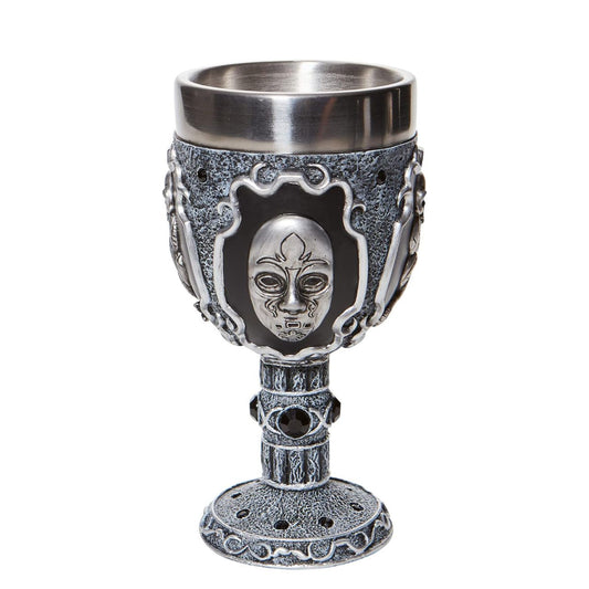 Wizarding World Harry Potter Dark Arts Decorative Goblet  This decorative goblet is adorned with the masks of those who practice the Dark Arts. Those that follow Lord Voldemort and create fear wherever they go.