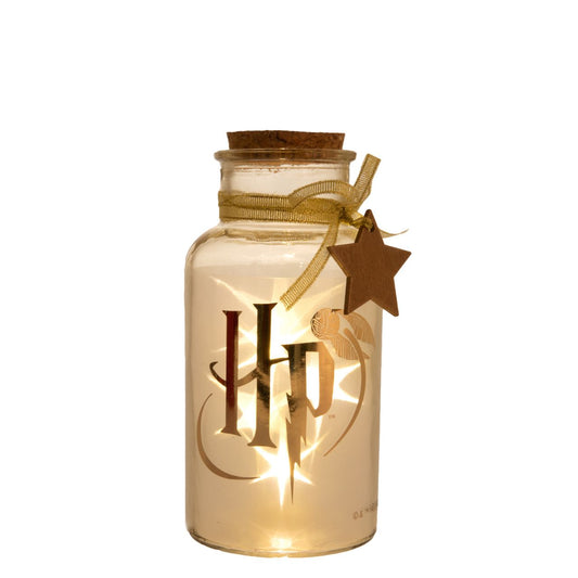 Harry Potter LED Light Up Glass Jar - Hogwarts Crest  Lumos maxima! Light up your home this Christmas with this Hogwarts LED glass jar light. With a stunning print, this fun accessory is sure to add a touch of magic to your home this Christmas.