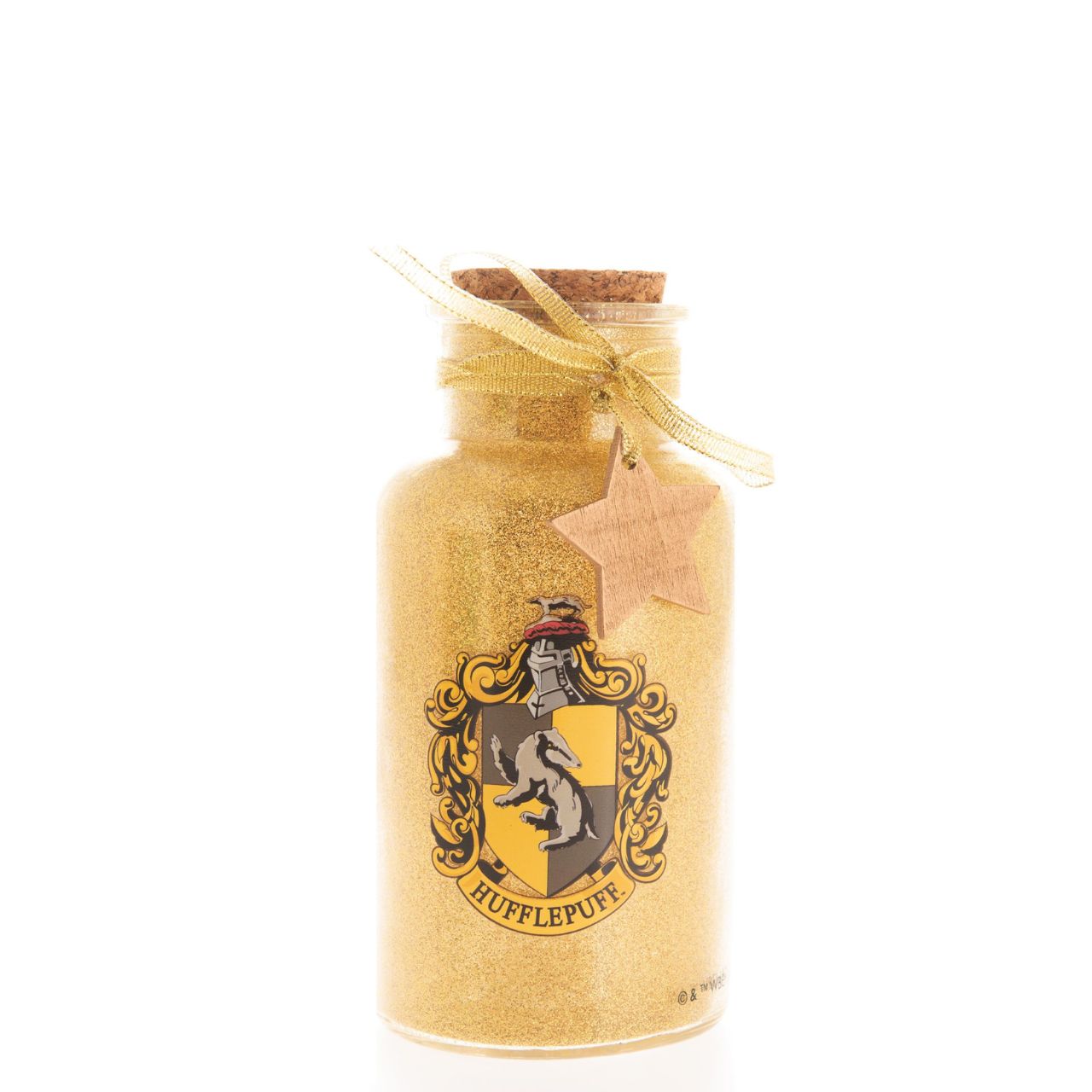 Harry Potter LED Light Up Glass Jar House - Hufflepuff  Lumos maxima! Light up your home this Christmas with these LED glass jar lights. With a glitter design and featuring all four houses, these accessories are sure to add a sprinkle of magic.