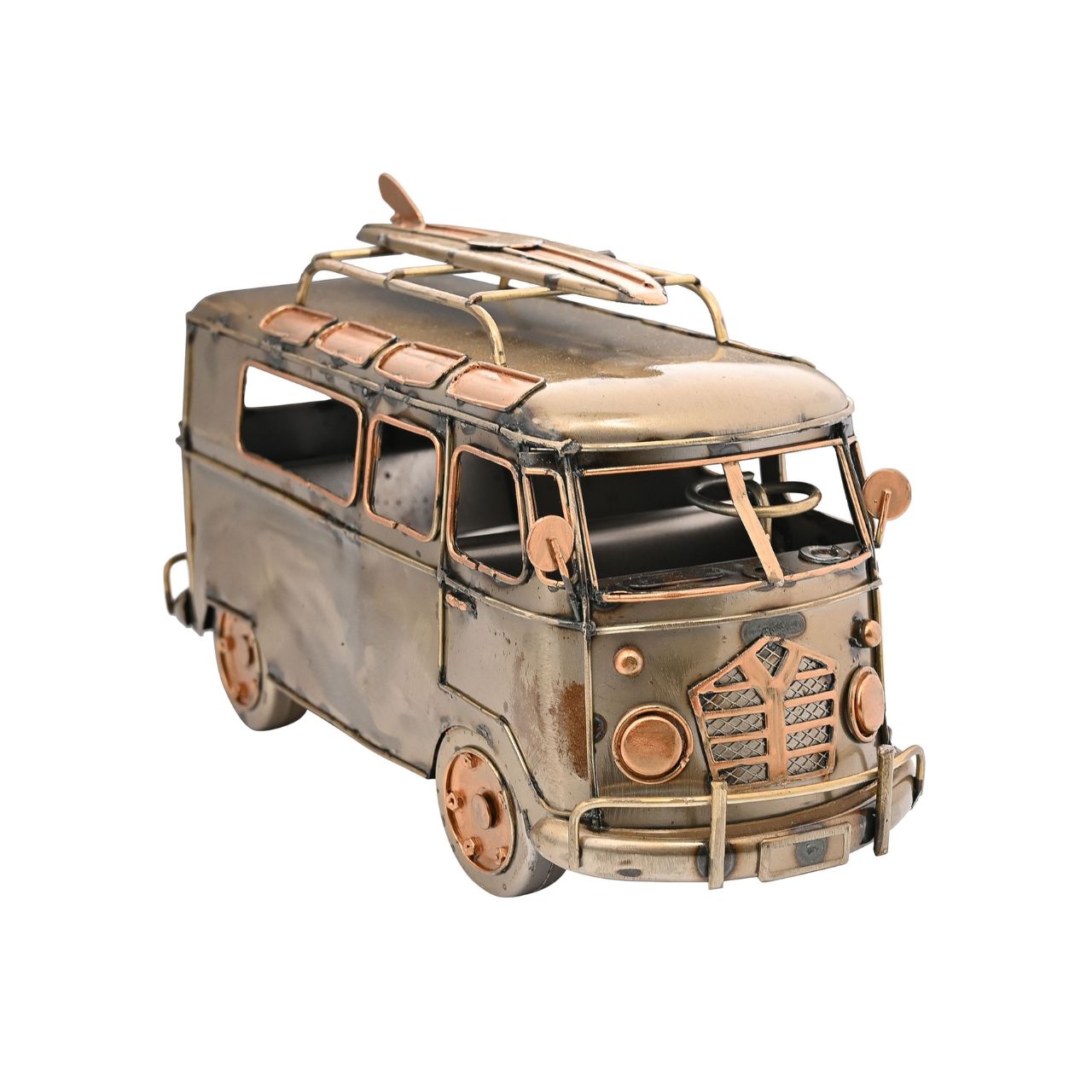 Introduce a touch of vintage charm to any space with the Harvey Makin Campervan Ornament. This delightful model, styled as a classic van, exudes a nostalgic, laid-back vibe, perfect for those who love a retro aesthetic or dream of coastal adventures.