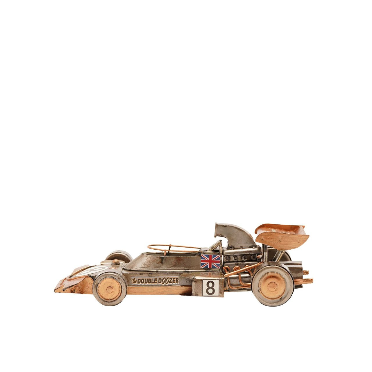 The Harvey Makin Ornament - Racing Car is a dynamic display piece designed for motorsport enthusiasts. Its bold form makes it ideal for decorative use.