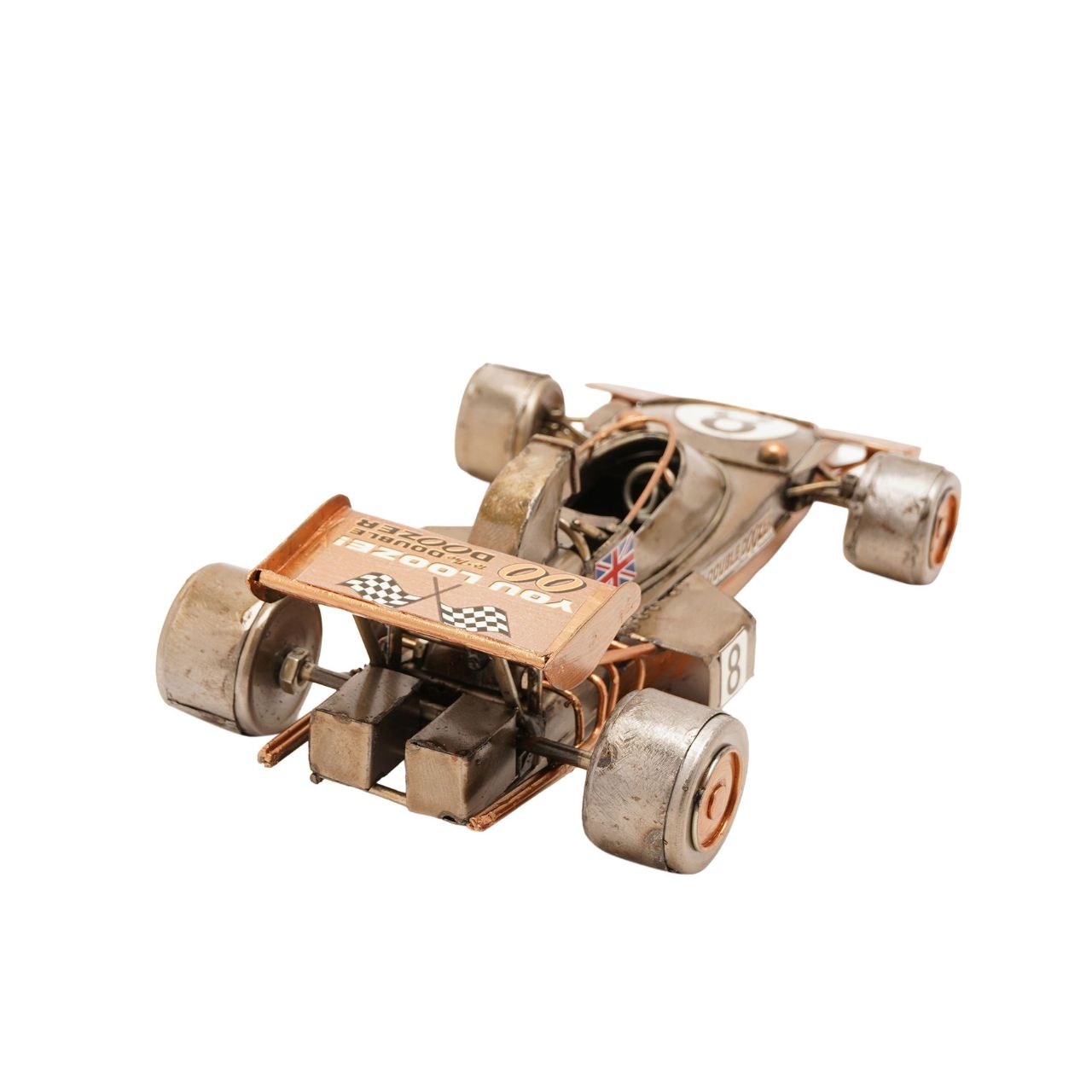 The Harvey Makin Ornament - Racing Car is a dynamic display piece designed for motorsport enthusiasts. Its bold form makes it ideal for decorative use.