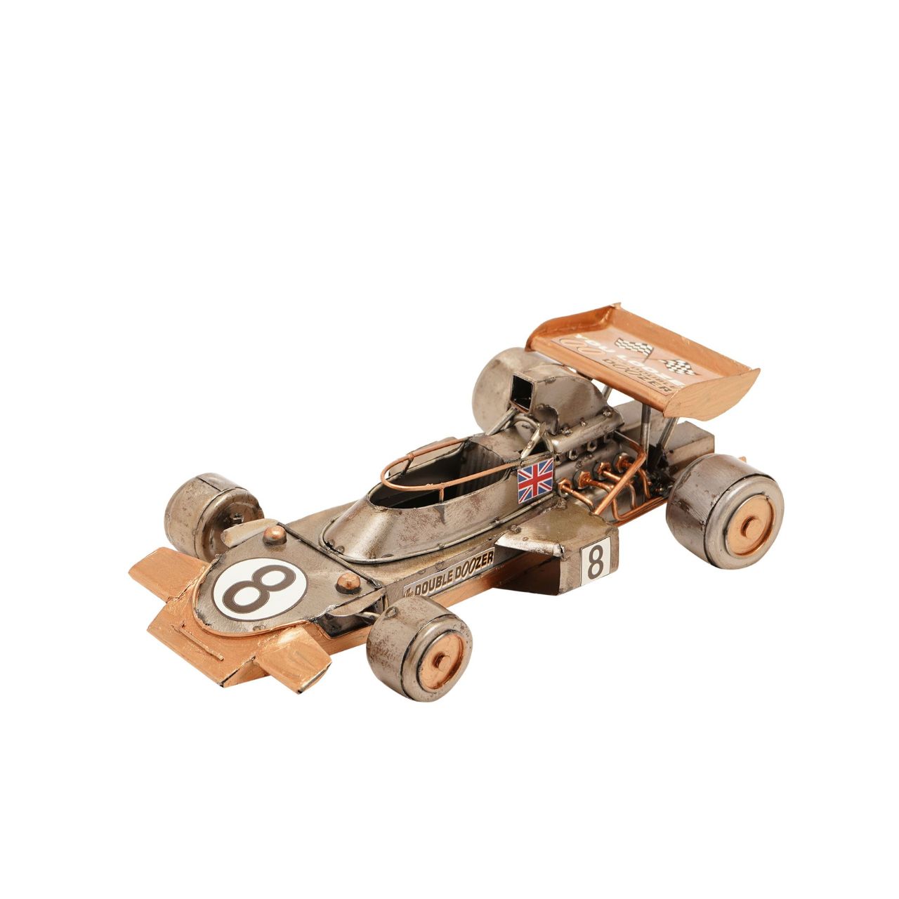 The Harvey Makin Ornament - Racing Car is a dynamic display piece designed for motorsport enthusiasts. Its bold form makes it ideal for decorative use.