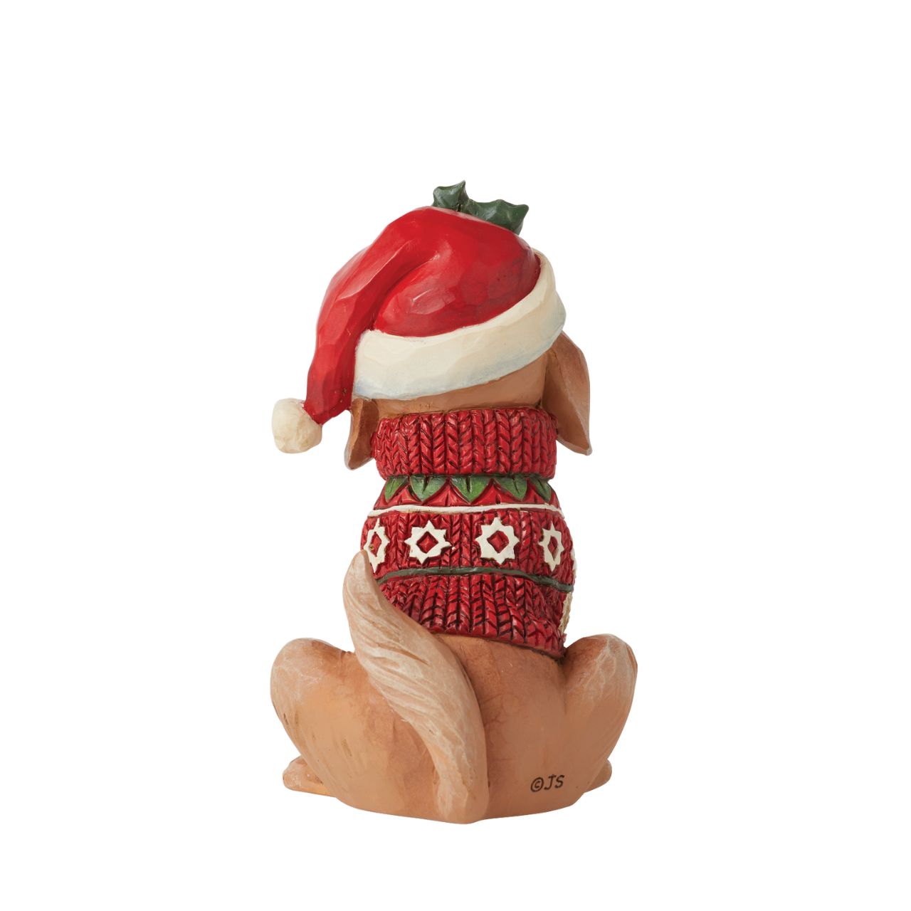 Heartwood Creek Festive Dog Mini Figurine  Designed by award winning artist Jim Shore as part of the Heartwood Creek Mini Figurine Collection, hand crafted using high quality cast stone and hand painted, this festive Dog is perfect for the Christmas season.