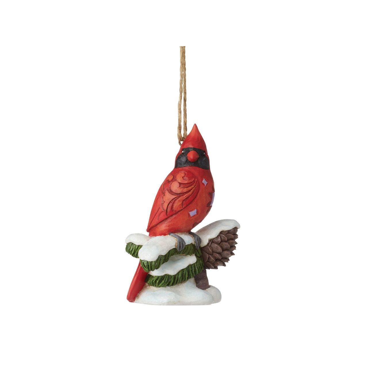 Celebrate Christmas with this beautiful hand crafted and hand painted Carving Cardinal on Snowy Branch Hanging Ornament. Decorate your tree this Christmas with this Carving Cardinal on Snowy Branch Hanging Ornament.