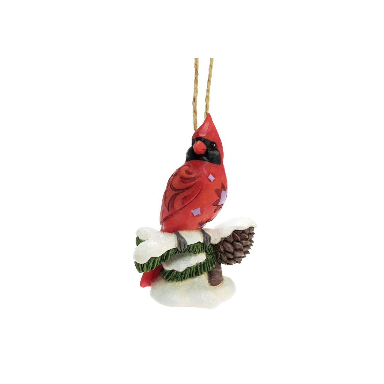Celebrate Christmas with this beautiful hand crafted and hand painted Carving Cardinal on Snowy Branch Hanging Ornament. Decorate your tree this Christmas with this Carving Cardinal on Snowy Branch Hanging Ornament.
