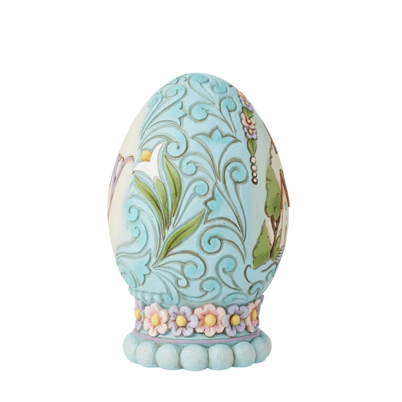 This beautiful 3D diorama egg depicts a quaint and tranquil church scene, hand painted in soft spring colours. Perfect for those who want a different kind of Easter display. Comes in fully branded packaging.