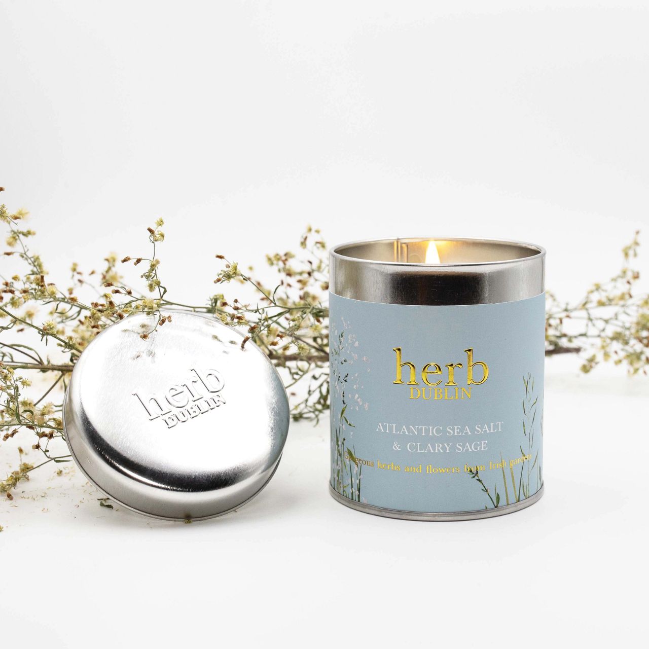 We’ve left the garden and headed to the sea. Fresh Atlantic sea salt and gorgeous coastal elements make this our most light and fresh and Irish scent! We have captured this gorgeous scent for you, available in tins (idea for travel) and jar candles.