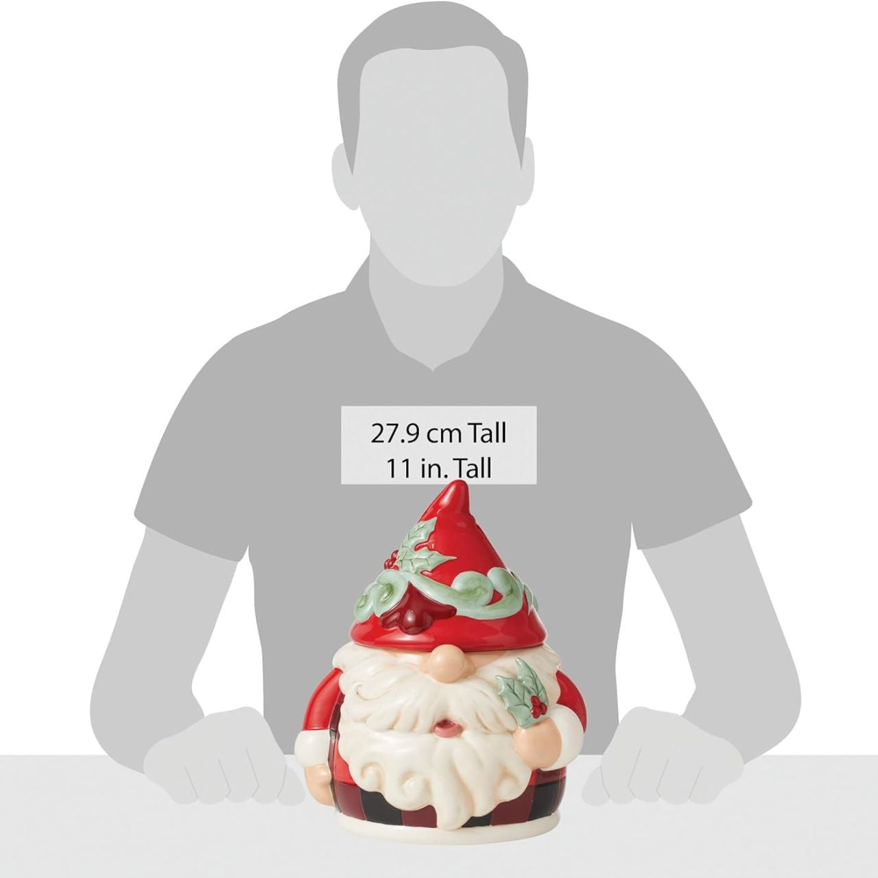 No one knows gnomes like Jim Shore! Creating yet another gorgeous guardian, Jim Shore has put a playful spin on Christmas. This Holiday Glen holiday gnome doubles as a cookie stash jar and features a gnome who may or may not want to steal your cookies.