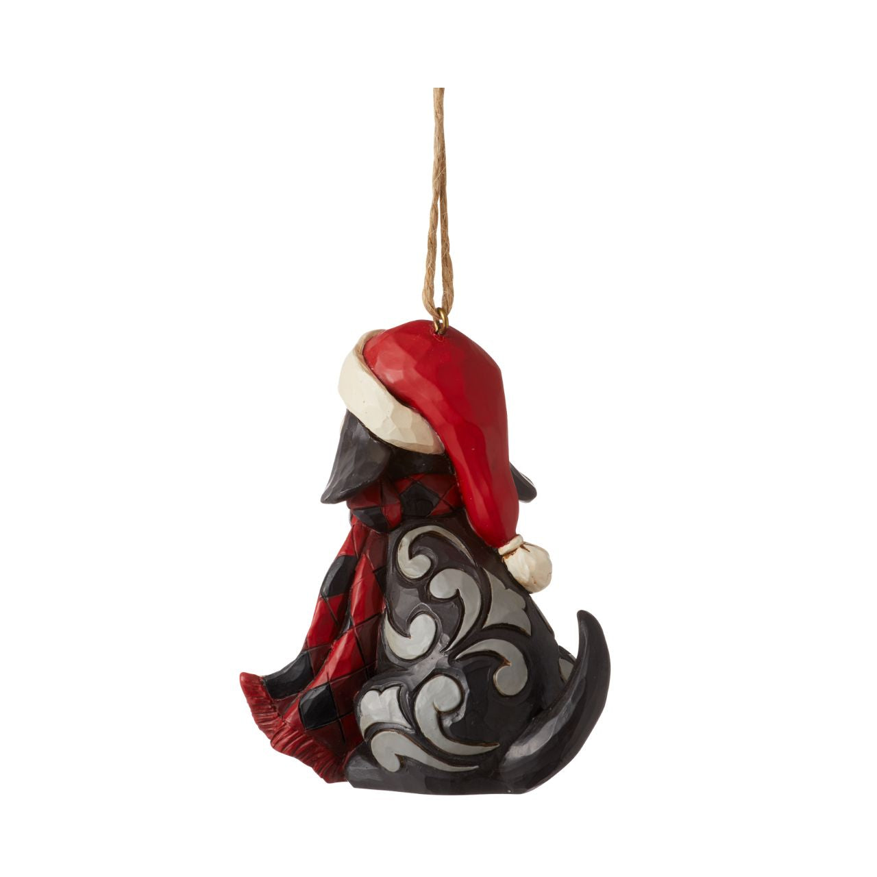 Heartwood Creek Highland Glen Dog in Scarf Hanging Ornament  Designed by award winning artist Jim Shore as part of the Heartwood Creek Highland Glen Collection, hand crafted using high quality cast stone and hand painted, this cute dog hanging ornament is perfect for the Christmas season.