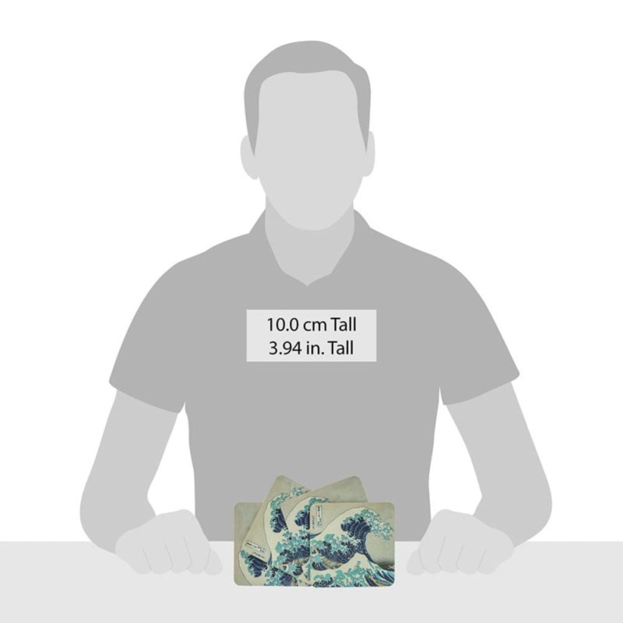 Set of 4 assorted coasters stored in a pretty box. Based on the famous painting "Great Wave" by Hokusai.