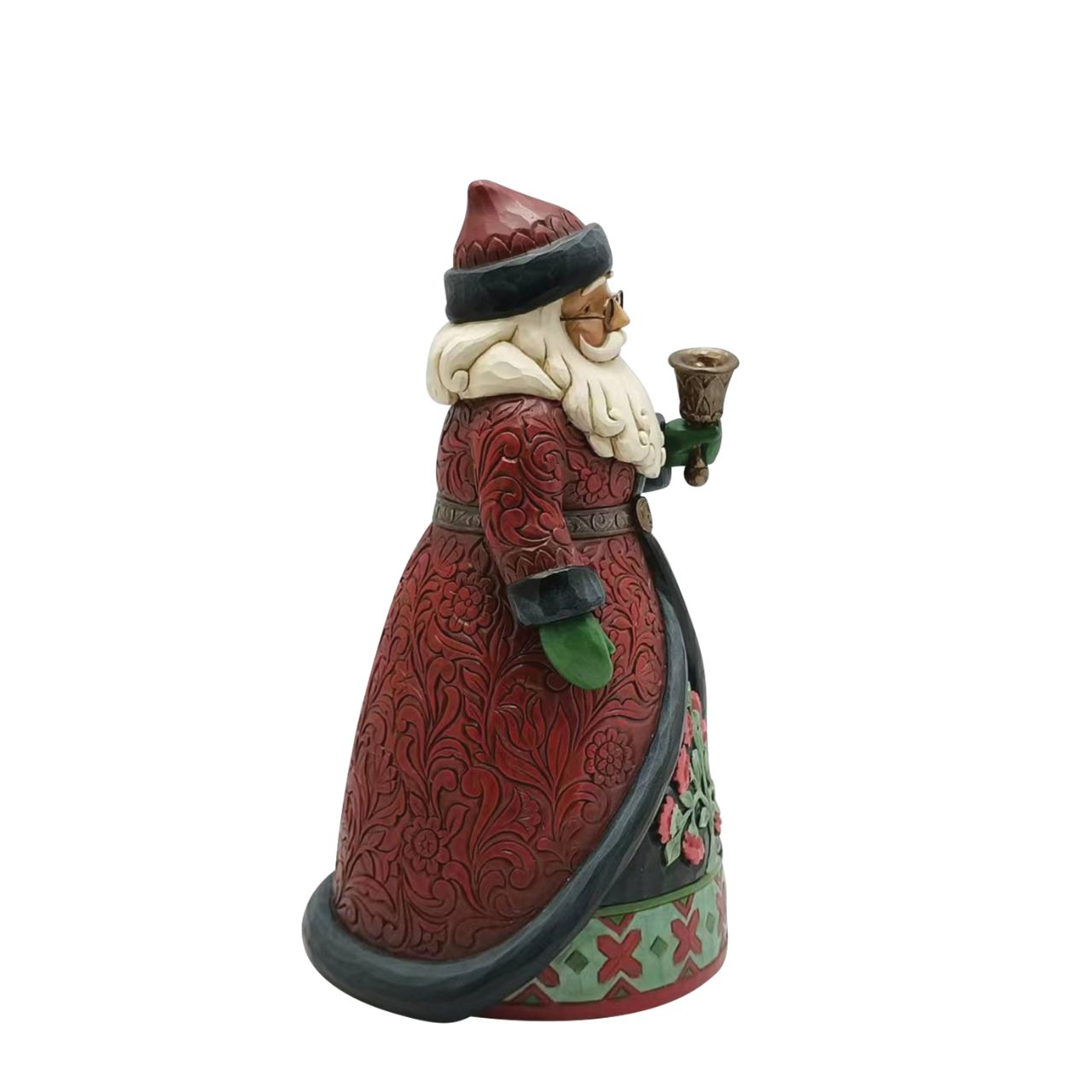Heartwood Creek Holiday Manor Santa with Bells Figurine  Designed by award winning artist Jim Shore as part of the Heartwood Creek Holiday Manor Collection, hand crafted using high quality cast stone and hand painted, this Santa with his festive bells is perfect for the Christmas season.