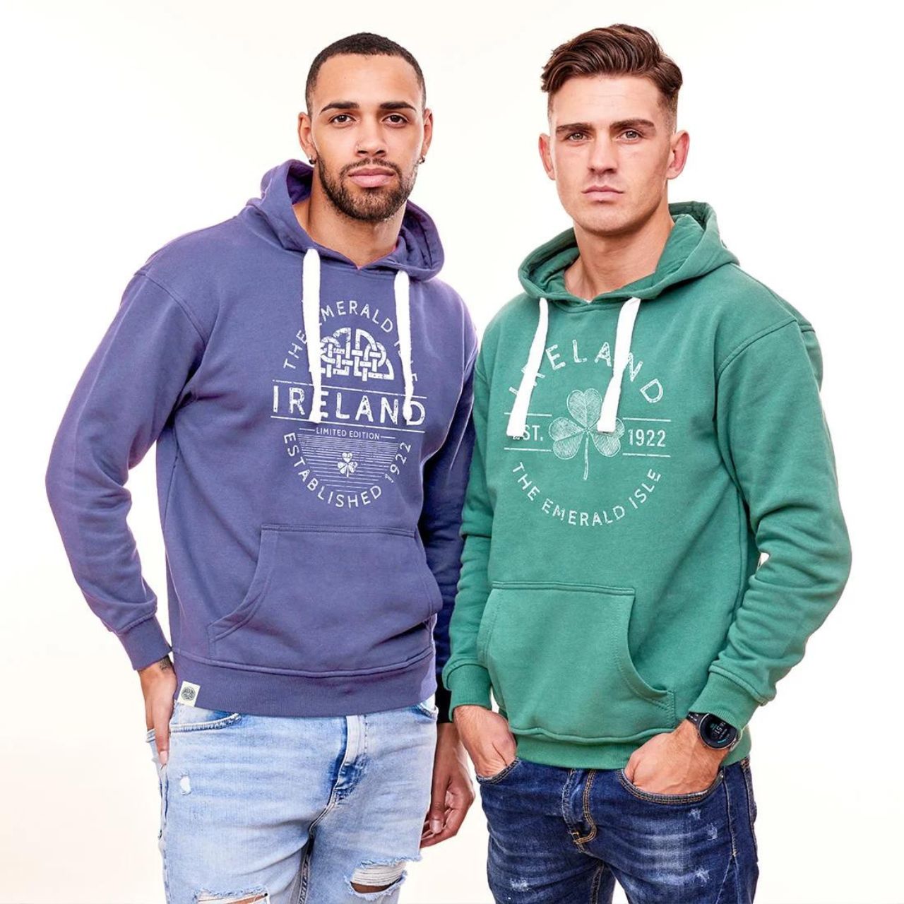 This hoodie's ocean green shade is a lovely reminder of the transparent oceans that encircle the shores of Ireland, making them ideal for a day spent at the beach. The shamrock design on the front is a symbol of good luck and adds a unique touch to these already stunning hoodies.