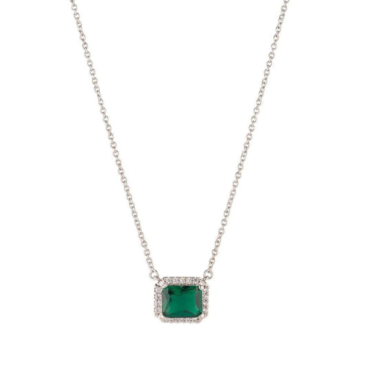 Silver Plated Horizontal Emerald Pendant by Knight & Day  This beautiful silver plated pendant by Knight & Day is the perfect accessory. Its horizontal emerald design adds a touch of luxury to any look. Showcase your sophistication with this luxe statement piece.