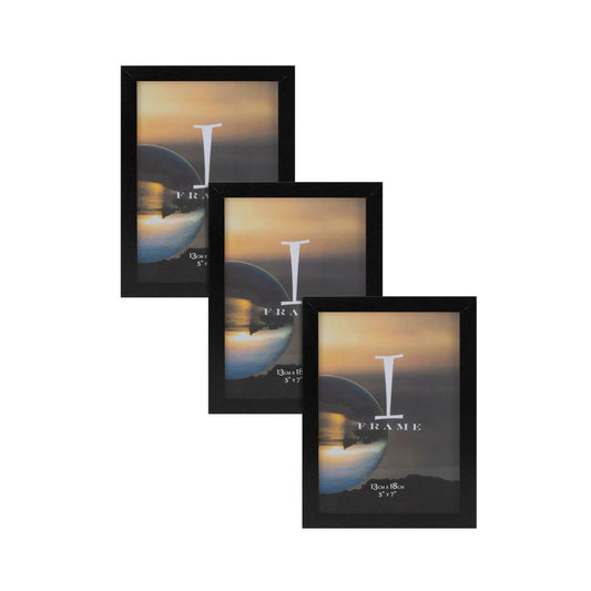 A set of three minimalist matt black photo frames with an apertures and block style borders. From iFrame by IMPRESSIONS - stylish, contemporary and affordable photo framing, perfect for those precious snaps.