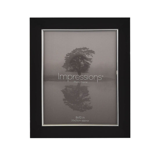 Black & Silver Aluminium Frame 8" x 10"  A black and silver aluminium frame.  This bold frame is a true statement piece in which to present treasured photographs at home.