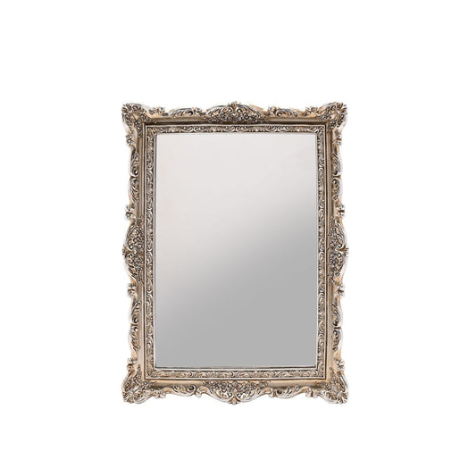 Bring a touch of elegance to any room with the Impressions Classical Rectangular Mirror, framed by large, ornate silver-coloured detailing. 