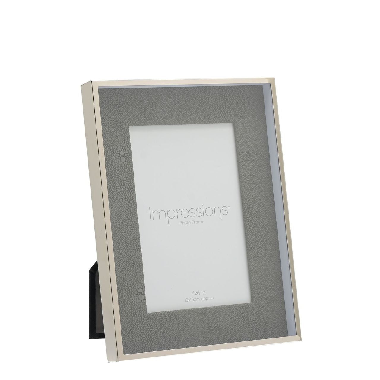 Faux Croc Detail Frame Soft Grey 4" x 6"  A silver & soft grey faux croc photo frame.  This stylish frame offers a unique twist on the conventional that would complement both traditional and modern home decors.