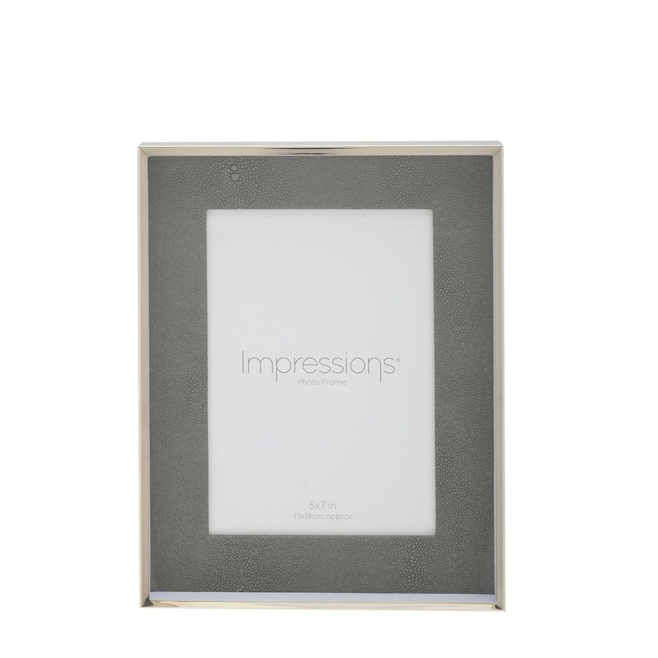 Faux Croc Detail Frame Soft Grey 5" x 7"  A silver & soft grey faux croc photo frame.  This stylish frame offers a unique twist on the conventional that would complement both traditional and modern home decors.