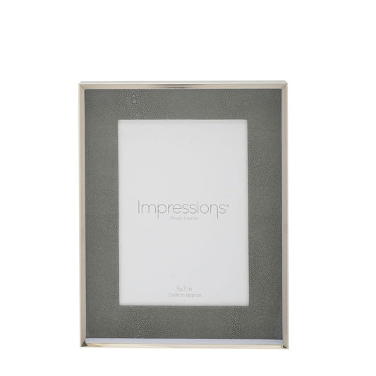 Faux Croc Detail Frame Soft Grey 5" x 7"  A silver & soft grey faux croc photo frame.  This stylish frame offers a unique twist on the conventional that would complement both traditional and modern home decors.